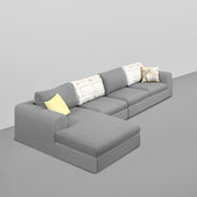 Badger LHS 6 Seater L Shape Sofa Set for Living Room (Black Fabric) Premium Fabric Sofa