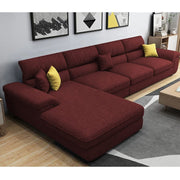 Anver 5 Seater L Shape Sofa Set for Living Room (Maroon) Left Side