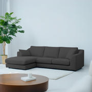 Cortina LHS 4 Seater L Shape Sofa Set for Living Room (Black Fabric) Premium Fabric Sofa