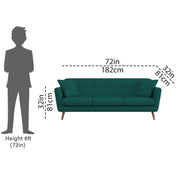 Letty 3 Seater Sofa Set for Living Room (Pine Colour) Premium Fabric Sofa