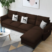 Andon 6 Seater L Shape Sofa Set for Living Room (Brown Fabric) Yellow Side Sofa