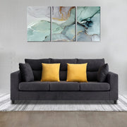 Hazer 3 Seater L Shape Sofa Set for Living Room (Black Fabric) Left Side