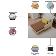 Vive 1 Seater Lounge Sofa for Living Room (Cream Brown Colour) Premium Fabric Sofa