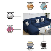 Andon 6 Seater L Shape Sofa Set for Living Room (Black Grey Fabric) Left Side Sofa