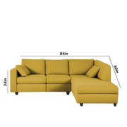 Dorian RHS 4 Seater L Shape Sofa Set for Living Room (Yellow Fabric) Premium Fabric Sofa