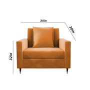 Garcia 1 Seater Sofa Set for Living Room (Orange - Colour) Premium Fabric Sofa Set
