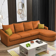 Shrank Round Lounger L Shape 6 Seater Sofa Set for Living Room (Orange) Fabric Sofa | RHS