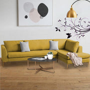 Romeio LHS 6 Seater L Shape Sofa Set for Living Room (Cream Fabric)