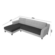 Fracher LHS 4 Seater L Shape Sofa Set for Living Room (Black Grey Fabric) Premium Fabric Sofa
