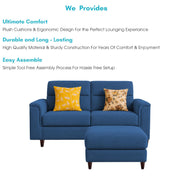 Casaliving Nancy 2 Seater with Ottoman Sofa Set for Living Room (Black Colour) Premium Fabric Sofa Set