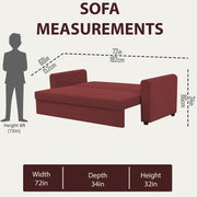 Clifton 3 Seater Sofa Cum Bed for Living Room (Maroon Fabric) Premium Fabric Sofa