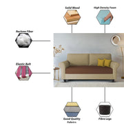 Casaliving Nelson 2 Seater Sofa Set for Living Room (Colour - Cream Brown) Premium Fabric Sofa