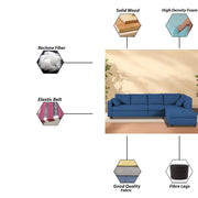 Dorian RHS 6 Seater L Shape Sofa Set for Living Room (Blue Fabric) Premium Fabric Sofa