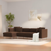 Vesco LHS 6 Seater L Shape Sofa Set for Living Room (Brown) Premium Fabric Sofa