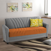 Francis 3 Seater Sofa Set for Living Room (Orange Grey) Fabric