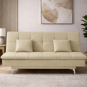 Danny 3 Seater Sofa Cum Bed Leatherette Fabric (Black) with Two Cushions Perfect for |Home Living |Office Room and Guest Room Premium Sofa