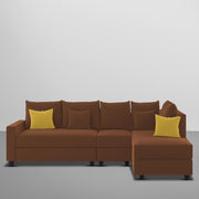 Inclair RHS 6 Seater L Shape Sofa Set for Living Room (Brown Fabric) Premium Fabric Sofa