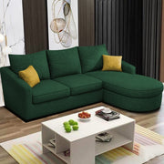 Shrank Round Lounger L Shape 4 Seater Sofa Set for Living Room (Green) Fabric Sofa | RHS