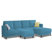 Swaloni RHS 6 Seater L Shape Sofa Set with Center Table for Living Room (Turquise) Premium Fabric Sofa