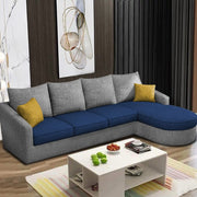Shrank Round Lounger L Shape 6 Seater Sofa Set for Living Room (Blue Grey) Fabric Sofa | RHS