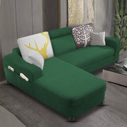 Amanda LHS 4 Seater L Shape,Sofa Set for Living Room (Green Fabric)
