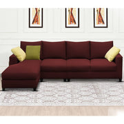 Rihan 6 Seater L Shape Sofa Set Living Room (Maroon Fabric) Left Side Sofa