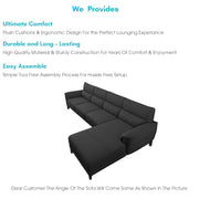Janifer RHS 6 Seater L Shape Sofa Set for Living Room (Black Colour) Premium Fabric Sofa Set
