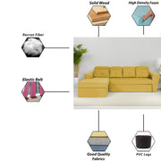 Elvi LHS 6 Seater L Shape Sofa Set for Living Room (Yellow Fabric) Premium Fabric Sofa