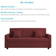 Cameron 3 Seater Sofa Cum Bed for Living Room (Maroon Fabric) Premium Fabric Sofa