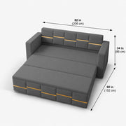 Casaliving Mordo 3 Seater Sofa Cum Bed for Living Room (Black Fabric) Premium Fabric Sofa Set