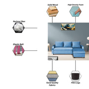 Asper RHS 4 Seater L Shape Sofa Set for Living Room (Turquise Fabric) Premium Fabric Sofa