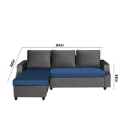 Asper LHS 4 Seater L Shape Sofa Set for Living Room (Black Blue Fabric) Premium Fabric Sofa