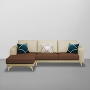 Falco LHS 4 Seater L Shape Sofa Set for Living Room (Cream Brown Fabric) Premium Fabric Sofa