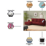 Swaloni LHS 6 Seater L Shape Sofa Set for Living Room (Maroon) Premium Fabric Sofa