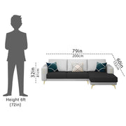Falco RHS 4 Seater L Shape Sofa Set for Living Room (Black Grey Fabric) Premium Fabric Sofa