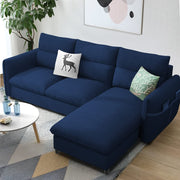 Andon 4 Seater L Shape Sofa Set for Living Room (Blue Fabric) Right Side Sofa