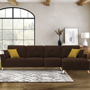 Antonio RHS 6 Seater L Shape Sofa Set for Living Room (Brown Premium Fabric)