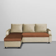 Asper LHS 4 Seater L Shape Sofa Set for Living Room (Cream Brown Fabric) Premium Fabric Sofa