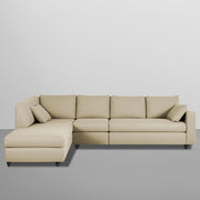 Dorian LHS 6 Seater L Shape Sofa Set for Living Room (Cream Fabric) Premium Fabric Sofa