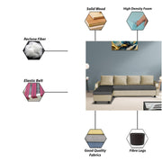 Asper LHS 6 Seater L Shape Sofa Set for Living Room (Cream Black Fabric) Premium Fabric Sofa