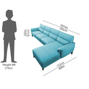 Janifer RHS 6 Seater L Shape Sofa Set for Living Room (Turquise Colour) Premium Fabric Sofa Set