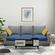 Rihan 3 Seater Sofa Set Living Room (Turquise Grey Fabric)