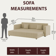 Cameron 3 Seater Sofa Cum Bed for Living Room (Cream Fabric) Premium Fabric Sofa
