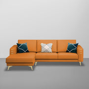 Falco LHS 4 Seater L Shape Sofa Set for Living Room (Orange Fabric) Premium Fabric Sofa