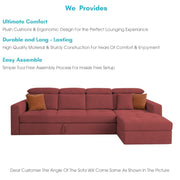 Gagnon LHS 6 Seater L Shape Corner Sofa Cum Bed for Living Room (Yellow Fabric) Premium Fabric Sofa