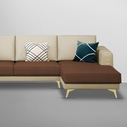 Falco RHS 4 Seater L Shape Sofa Set for Living Room (Cream Brown Fabric) Premium Fabric Sofa