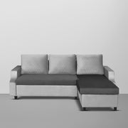 Asper RHS 4 Seater L Shape Sofa Set for Living Room (Black Grey Fabric) Premium Fabric Sofa