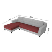 Fracher LHS 4 Seater L Shape Sofa Set for Living Room (Maroon Grey Fabric) Premium Fabric Sofa