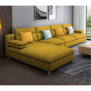 Hudson 6 Seater L Shape Sofa Set for Living Room (Yellow Fabric) Left Side