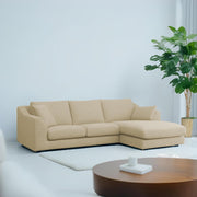 Cortina RHS 4 Seater L Shape Sofa Set for Living Room (Cream Fabric) Premium Fabric Sofa